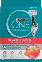 PURINA One Cat Food Adult Dry Healthy Salmon & Tuna 6kg Immune Defence Plus