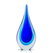 9" Tall Blue Glass Sculpture Hand Blown Glass Decor, Glass Paperweight for Of...