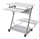 NNEVL Compact Computer Desk with Pull-out Keyboard Tray White