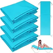 4 Pcs Waterproof Chaise Lounge Cushion Cover Outdoor (Not Includes Cushion) 72 x 21 x 3 Inch Chair Replacement Cover Chaise Slipcover with Zipper Ties for Patio Pool (Lake Blue)