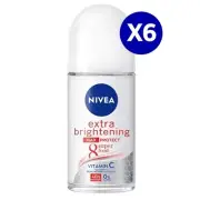 6X50ML Nivea Roll On Extra Brightening Max Protect Antiperspirant Deodorant