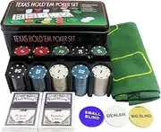 Texas Hold'em 200 Chips Set Chips, Craps Game Accessories, Professional Poker Chip, Portable & Secure Storage Case, 8/5/6cm, for Craps Home Parties Travel Accessories