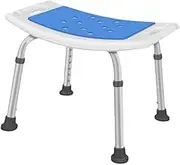 Folpus Adjustable Shower Stool Bath Chair PVC Seat Portable Rubber Feet Aluminum Alloy Legs for Seniors Lightweight