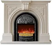 Fireplace Stove Electric Fireplace with Mantel, 1500W Birdcage Shaped Fireplace Heater, Freestanding Decorative Fireplace with 5 Brightness Realistic Flame, Remote Control Electric Fireplace