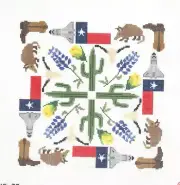 Mopsey Texas Symbols Mandala Handpainted Needlepoint Canvas