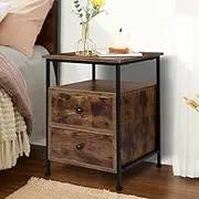 ALFORDSON Oak Bedside Table with 2-Drawer and Open Shelf 45cm x 45cm x 60cm Sofa Side End Table Storage Cabinet Nightstand for Bedroom, Living Room and Hallway