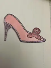 PINK & PURPLE STILETTO Shoe Iron On Patch Applique 2.5" w x 2" h