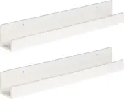 Levie 24 Inch 2-Pack Wood Floating Wall Shelf Picture Frame Holder Ledge, White