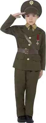 Smiffys Childrens Army Officer Costume, Jacket, Belt, Trousers, Hat, Mock Shirt