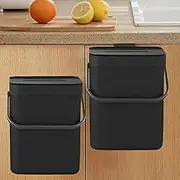 2-Pack Small Hanging Trash can with lid, Hanging Trash can, Wall-Mounted Bathroom Trash Basket, Suitable for Bedroom, Kitchen, Bathroom, RV (Black)