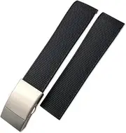[BANDKIT] Rubber Watchband 19mm 21mm Silicone Strap for Longines Hydroconquest VHP Black Blue Watch Bracelets