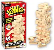 Bascuda Tumble Tower Classic - Wooden Blocks Tumbling Tower Stacking Game - Great Entertainment Game for Family, Adults, Kids, Boys & Girls - Wooden 54 Pieces Family Game Suitable for 3+ Years