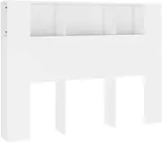 vidaXL White Headboard Cabinet - Contemporary Bookcase Headboard, Engineered Wood, Extra Storage, Bedroom Furniture (140x18.5x104.5cm)
