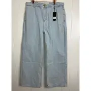 One Teaspoon Ryders High Waist Wide Leg Jeans in Best Blue Size 34 NWT