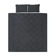 3 Piece Bed Quilt Cover Set Black - Super king