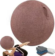 SWTKO Exercise Ball Chair Fabric Cover Pilates Yoga Ball Chair Protective Cover for Home Office Desk Pregnancy Ball & Balance Ball Seat Cover with Convenient Carry Handles,Brown,75CM