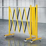 lambu Expandable Fence Gate Mobile Garden Security Gates Metal Retractable Indoor Outdoor Safety Barrier Traffic Pet 16ft Yellow