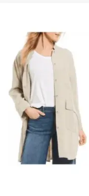 NWT Eileen Fisher Linen Mandarin Collar Jacket