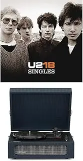 Crosley Voyager Portable Bluetooth Turntable (Black) and U2 - U218 SINGLES [Bundle]