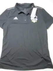 NWT Adidas Womens Size L Polo Shirt Black Climalite Short Sleeve Logo Sportwear