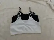 Girls' 2pk Seamless Cami Bra - art class™ White Black XL