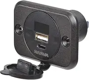 Narva Heavy-Duty USB & USB Type-C Socket with Volt & Amp Meter