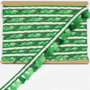 5 Yard 1.57 Inch Vintage Cotton Fringe Fringe Tassels Trim, Boho Long Green