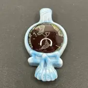 Handmade Art Glass Stealie Skull Pendant Dichroic Jerry Garcia Blue Borosilicate