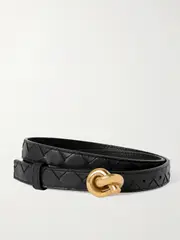 [Bottega Veneta] Bottega Veneta - Knot Intrecciato Leather Belt - Black - 75 75 Black