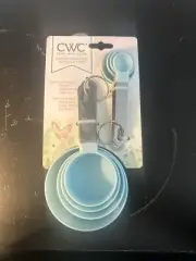 CWC Cook With Color 8 PC Measuring Spoons & Cups Set Minty Blue Stainless Steel