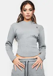 [JUICY COUTURE] Heather Grey Corset Pullover Hoodie