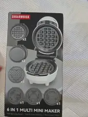 6-in-1 Mini Waffle Maker With Removable Plates, 4.5'' Iron White