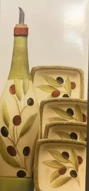 The Pampered Chef Italiano Oil Dipping Set Cruet & 4 Saucers Retired Dispenser