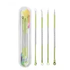 Acne Blackhead Extractor Remover Tool Pimple Comedone 4Pc Set Green & Silver