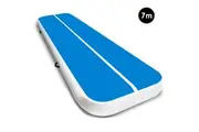 7m x 1m Air Track Inflatable Tumbling Gymnastics Mat - Blue White