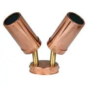 Pillar Light Double Adjustable 12V MR16 Copper IP65 Round Back Plate with Brass Anti-Glare