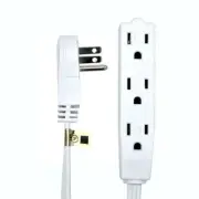 6 Feet White Durable Heavy Duty 3 Outlet Indoor 13A Flat Plug Extension Cord