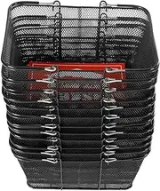 12pcs Metal Market Baskets with Handles, Stackable Hand Carry Shopping Retail Baskets, Portable Supermarket Basket with 22lbs Load-Bearing Capacity for Grocery, Market, Retail