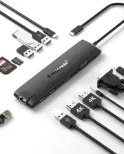 13 in 1 USB C Docking Station Dual Monitor Adapter HDMI Dock Triple Display