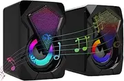 Desktop Pc Speakers, RGB Subwoofer Speakers, USB Powered Speakers, Laptop Speakers, Clear Sound Desktop Speakers, Plug and Play Pc Speakers, 2pcs Desktop Speakers, Computer Audio Speakers