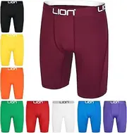 [LION SPORTSWEAR] Compression Shorts for Football & Sports – Multi-Purpose Base Layer for Men & Kids, Ideal for Gym, Training & Running, Burgundy, L