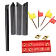 4pcs/Set Shank Lathe Turning Tool Holder Boring Bar 10pcs Carbide Insert Blades