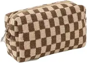Small Cosmetic Bag Cute Makeup Y2k Accessories Aesthetic Make Up Purse for Purse, Brown