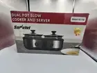 Double Slow Cooker,2 Pot Small Mini Crock Buffet Servers and Warmer,Dual Pot ...