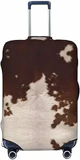 [CADREWY] red brown cowhide Print Travel Suitcase Cover Luggage Protector with Elastic Anti Scratch for Carry On, Black, Small