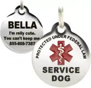 SERVICE DOG or ESA CUSTOMIZED metal tag for collar