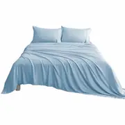 Ultra Soft Bamboo Sheet Sets Fitted Flat Pillowcase Single King Single Double Queen King Delicate Blue