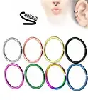 2pcs. 14G 3/8" Surgical Steel Bendable Hoop Ears Cartilage Labret Septum Ring