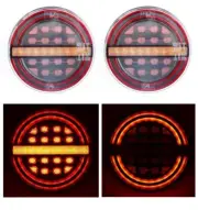 2 x LED Thin Rear Hamburger Lights Dynamic DI Tail Stop Truck Camper Bus Car #