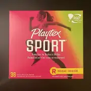 Playtex Sport Regular Plastic Applicator Unscented Tampons, 36 Count